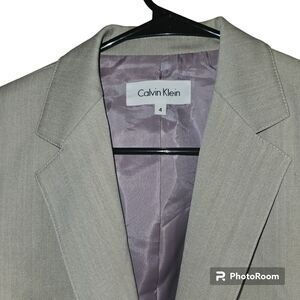 Calvin Klein Women's Blazer Size 4 One Button Front Pockets Beige